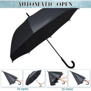 Black J Handle Easy Open Umbrella